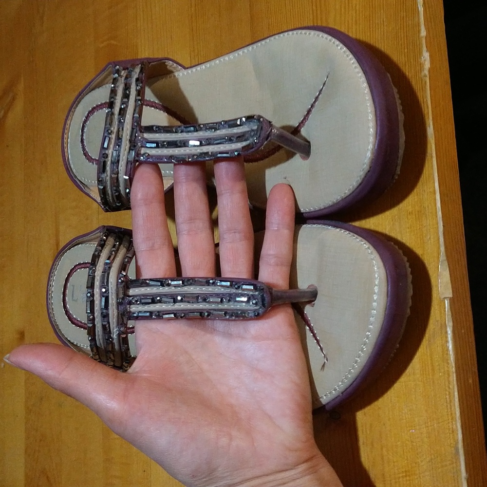 Size 6.5 L'Amour rhinestone wedge sandals - Picture 11 of 16
